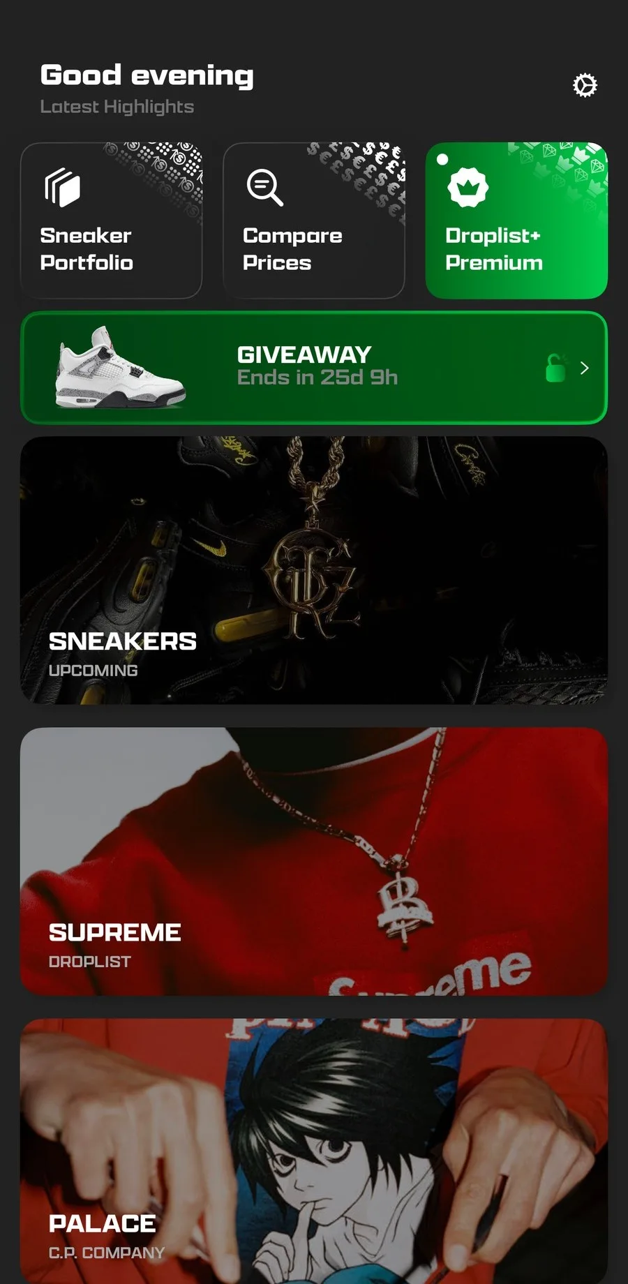 Droplist app home screen